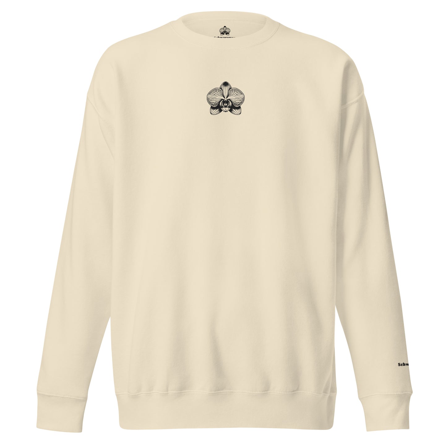 Bone beige unisex premium sweatshirt with orchid emblem – Schwarzman