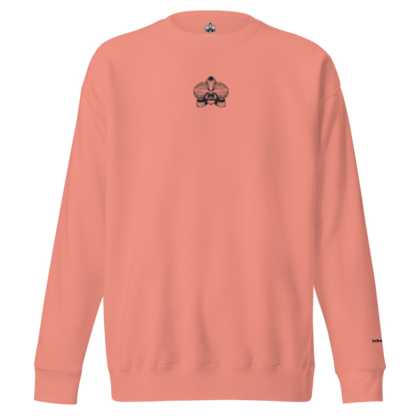 Dusty rose unisex premium sweatshirt with orchid emblem – Schwarzman