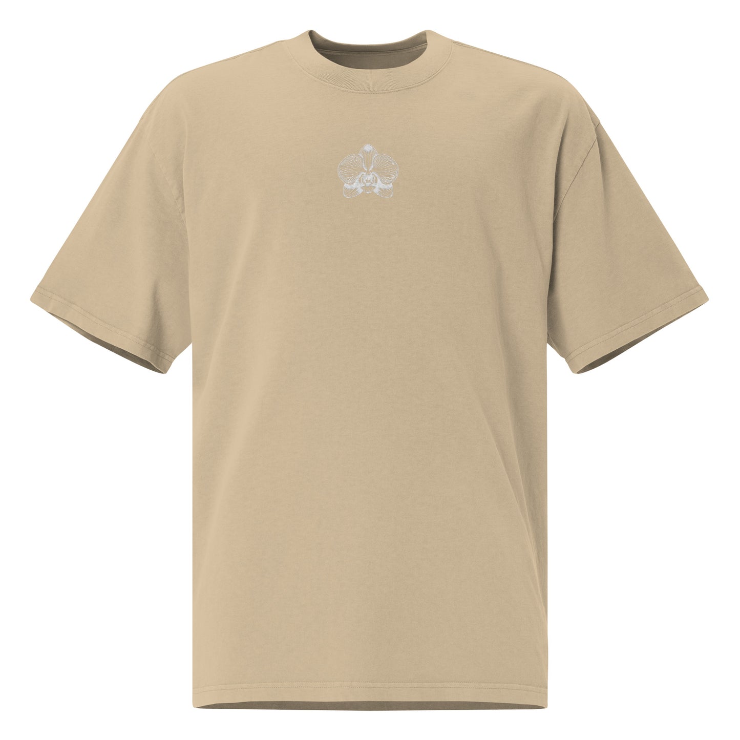 Fade Khaki Oversized faded t-shirt with orchid emblem – Schwarzman