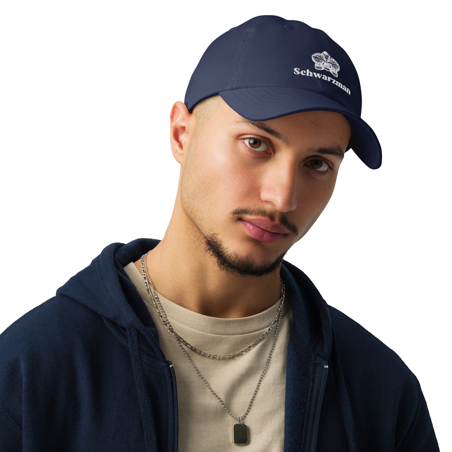 Navy under armour dad hat with orchid emblem – Schwarzman