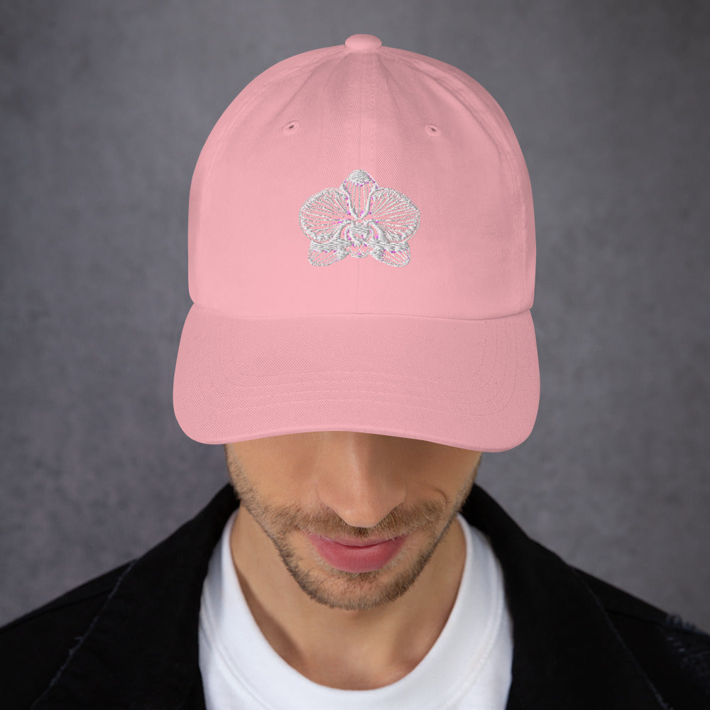 Pink classic dad hat with orchid emblem – Schwarzman