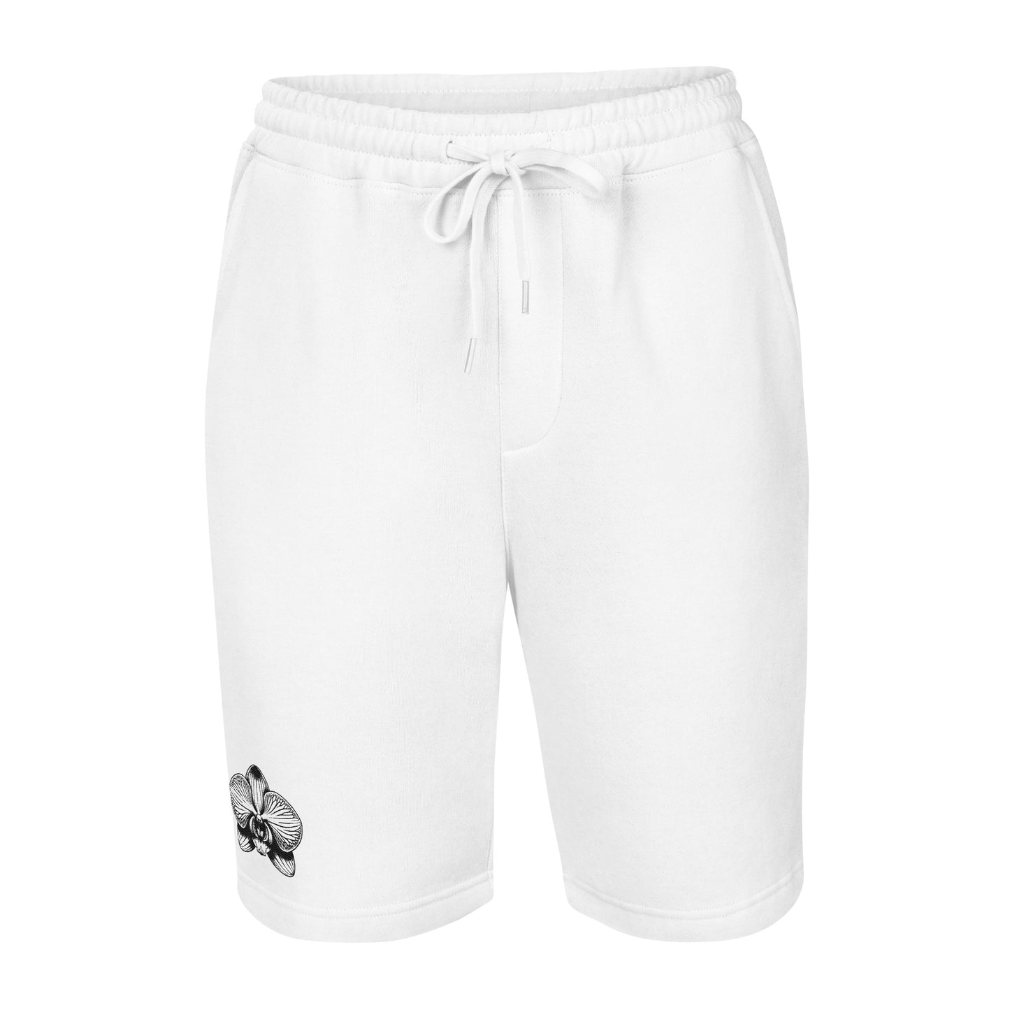 White Men's fleece shorts with orchid emblem – Schwarzman