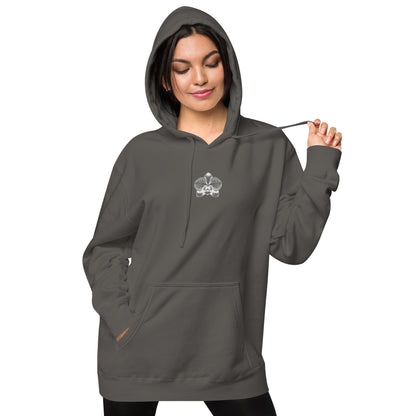Black unisex dyed hoodie with orchid emblem – Schwarzman