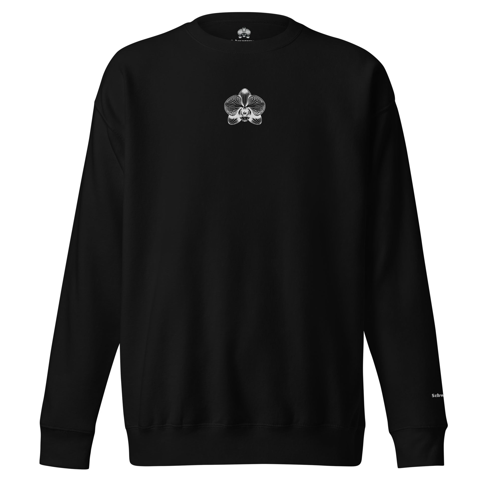 Black unisex premium sweatshirt  with orchid emblem – Schwarzman