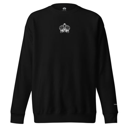 Black unisex premium sweatshirt  with orchid emblem – Schwarzman