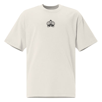Fade bone beige Oversized faded t-shirt with orchid emblem – Schwarzman