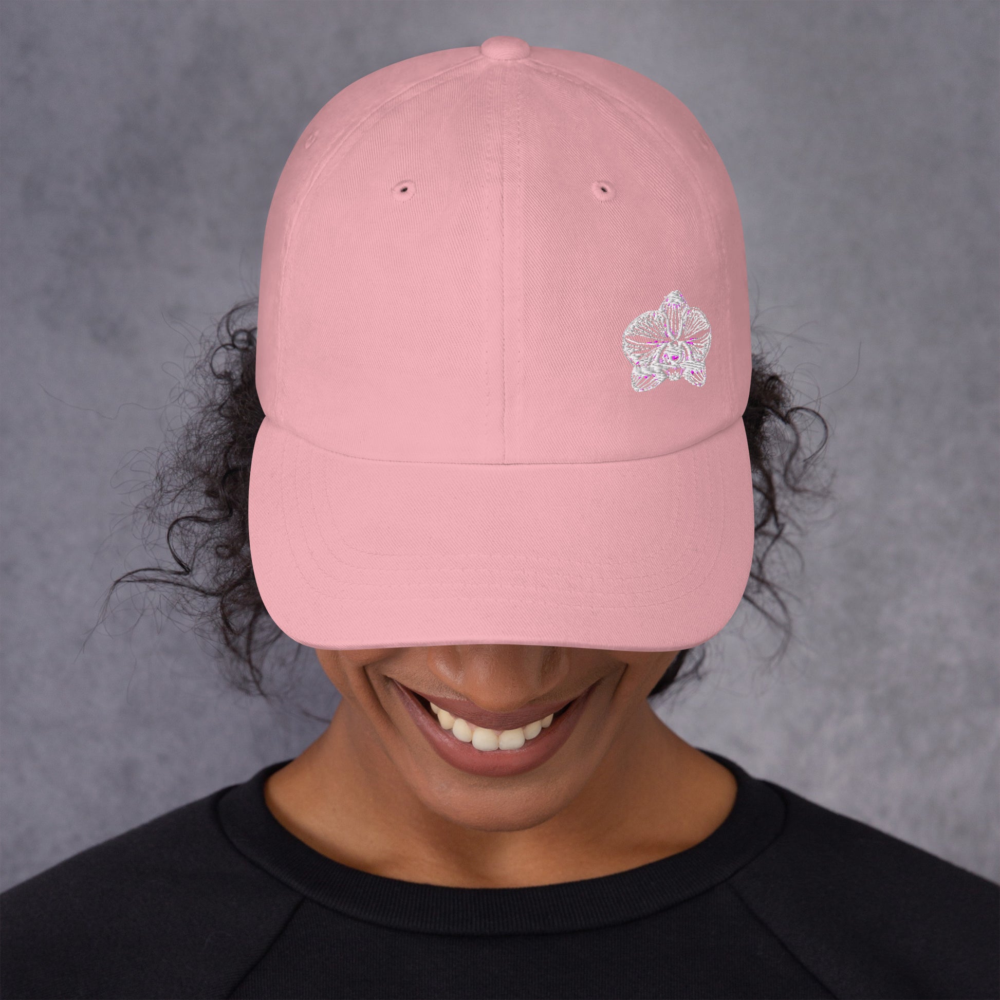 Pink Signature classic dad hat with orchid emblem – Schwarzman
