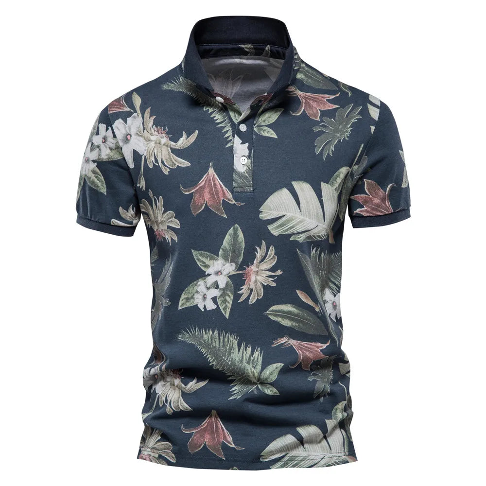 Floral polo shirt mens best sale