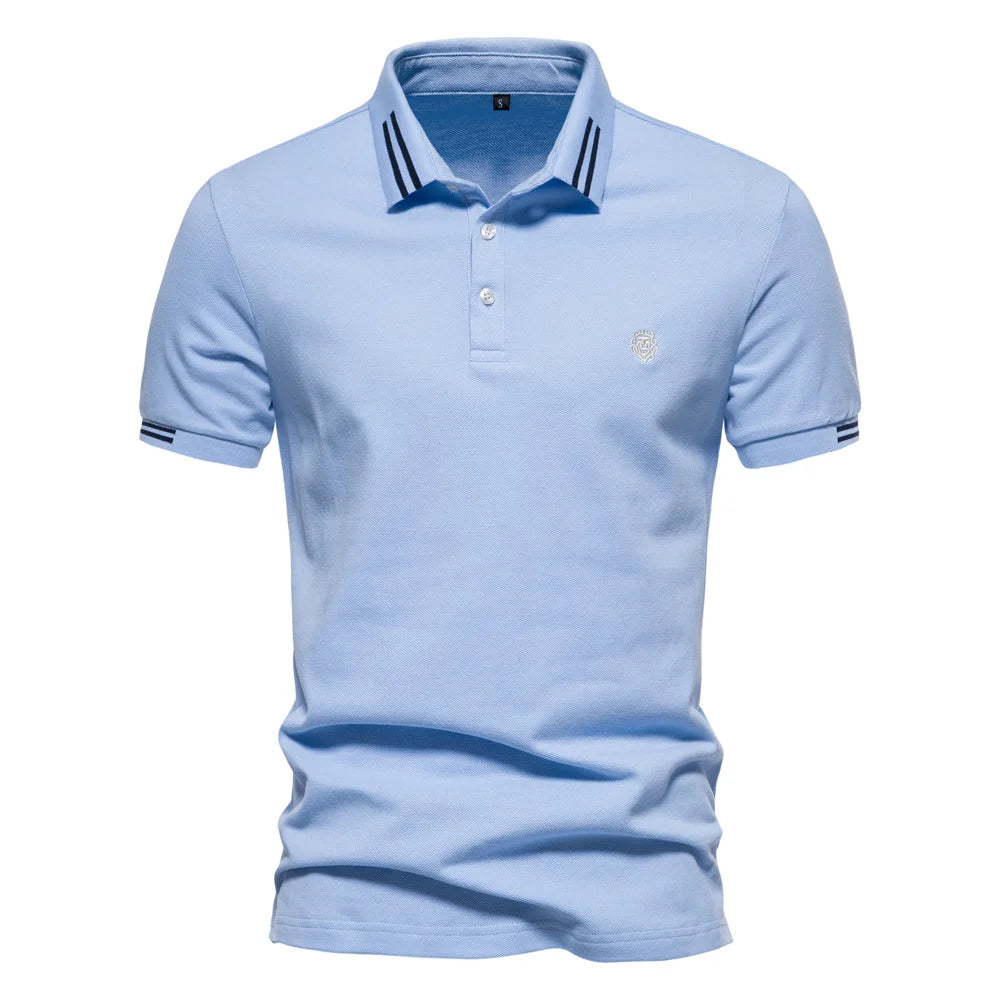 Men Elegant Aiopeon Polo Shirt Light Blue