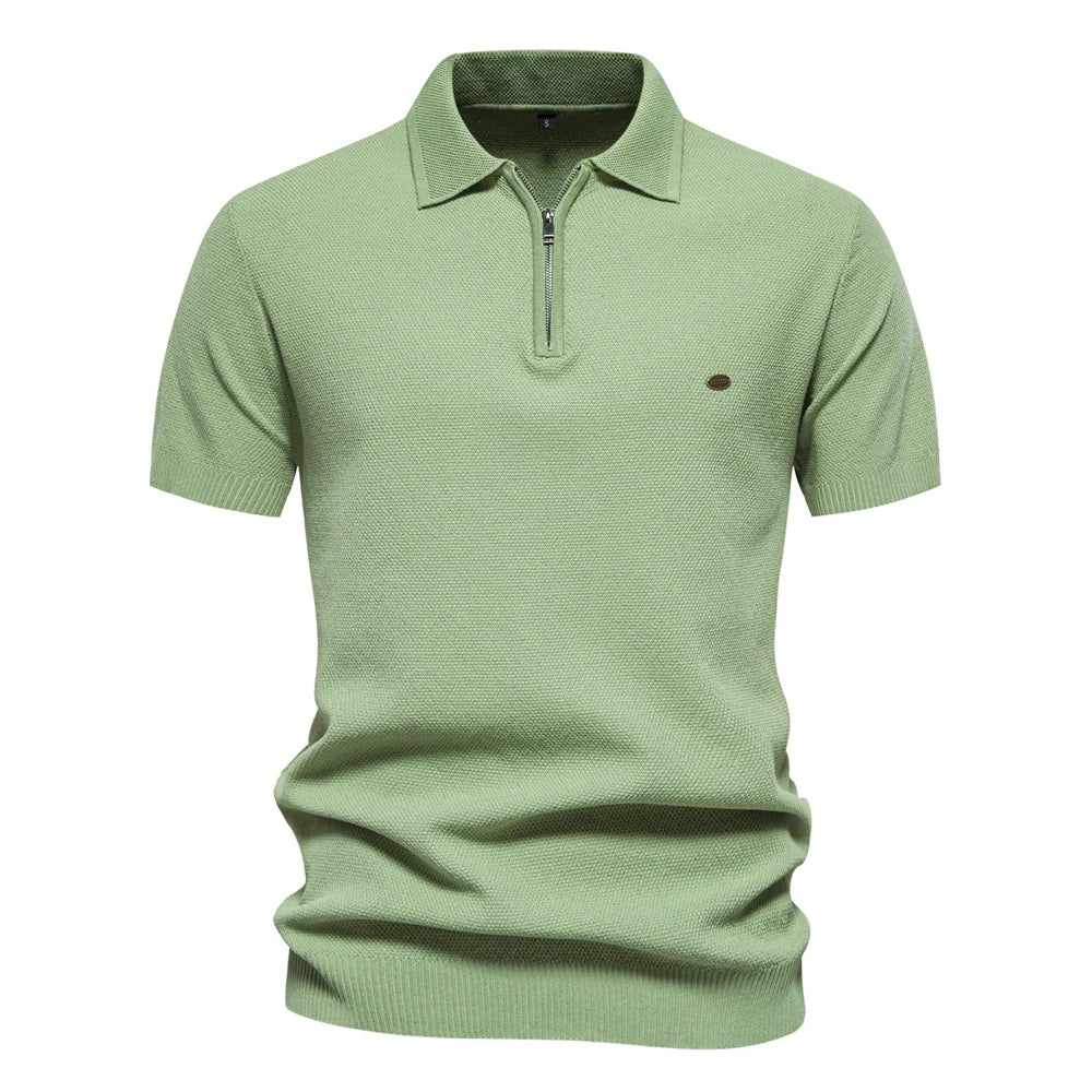 Men Elegant Zip Aiopeon Polo Shirt Green