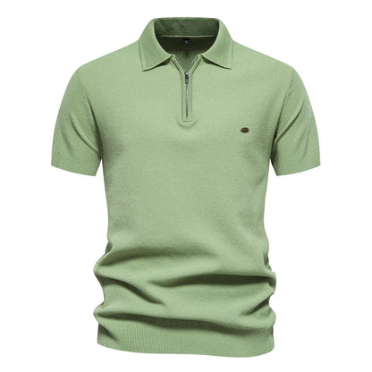 Men Elegant Zip Aiopeon Polo Shirt Green