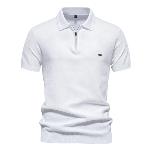 Men Elegant Zip Aiopeon Polo Shirt White