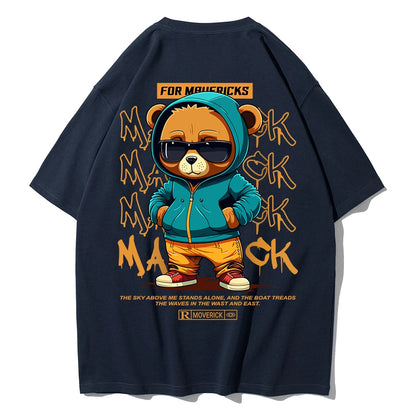 Men Fashion Oversize TeddyTed Outfit T Shirt Drak Blue