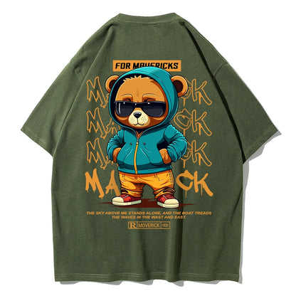 Men Fashion Oversize TeddyTed Outfit T Shirt Drak Green