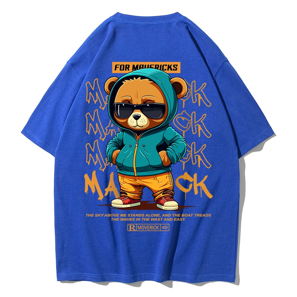 Men Fashion Oversize TeddyTed Outfit T Shirt Blue