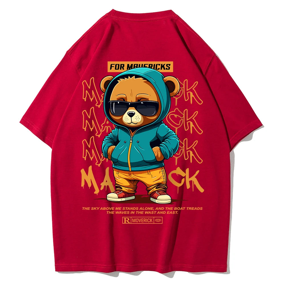 Men Fashion Oversize TeddyTed Outfit T Shirt Red