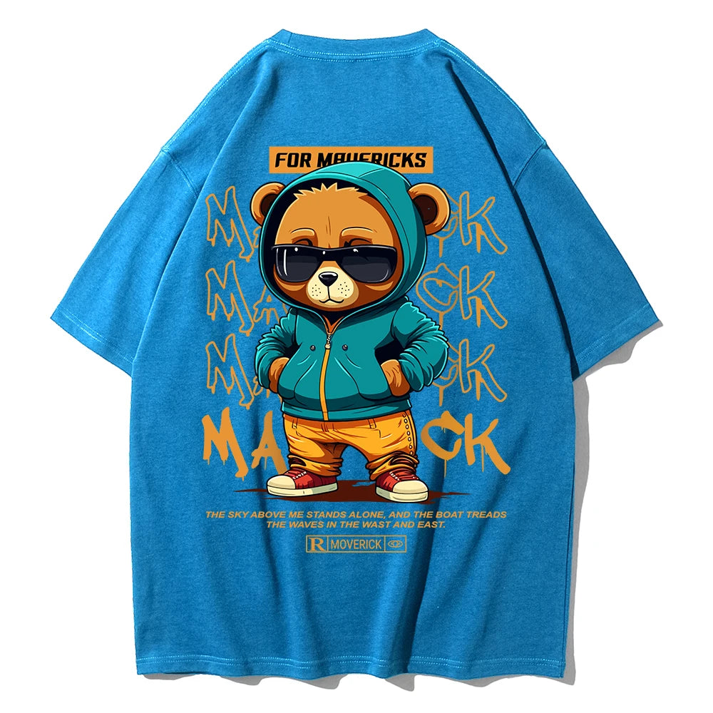 Men Fashion Oversize TeddyTed Outfit T Shirt Light Blue