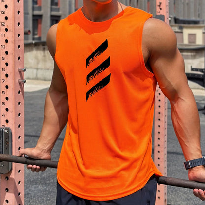 Men Fitness Tank Top Shirt Orange