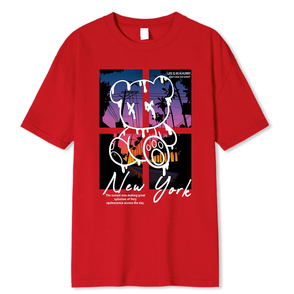 Men New York TeddyTed Outfit T Shirts Red