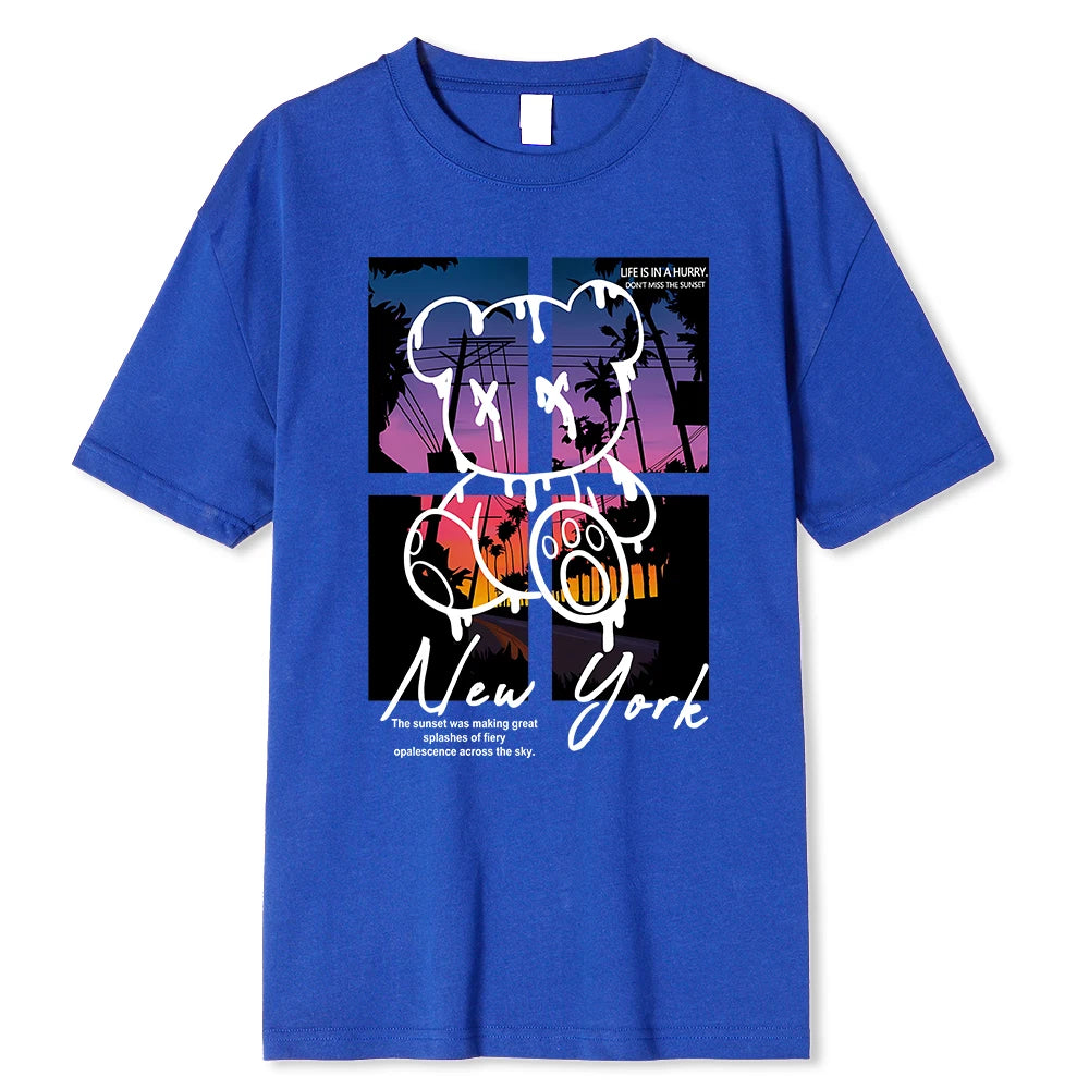 Men New York TeddyTed Outfit T Shirts Blue