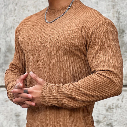 Men Outfit Oversize Striped Elegant Shirt Camel