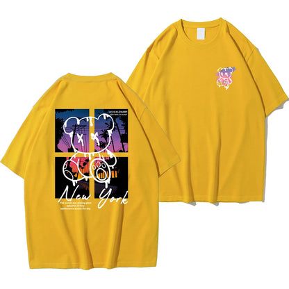 Men Oversize TeddyTed New York Outfit T Shirts Yellow