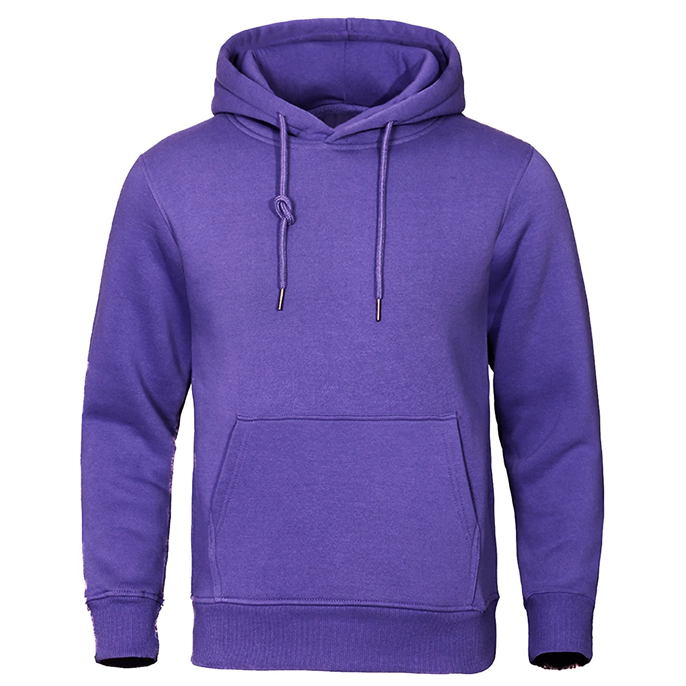 Men Warm Solid Color Hoodie Outfit Shirt Purple