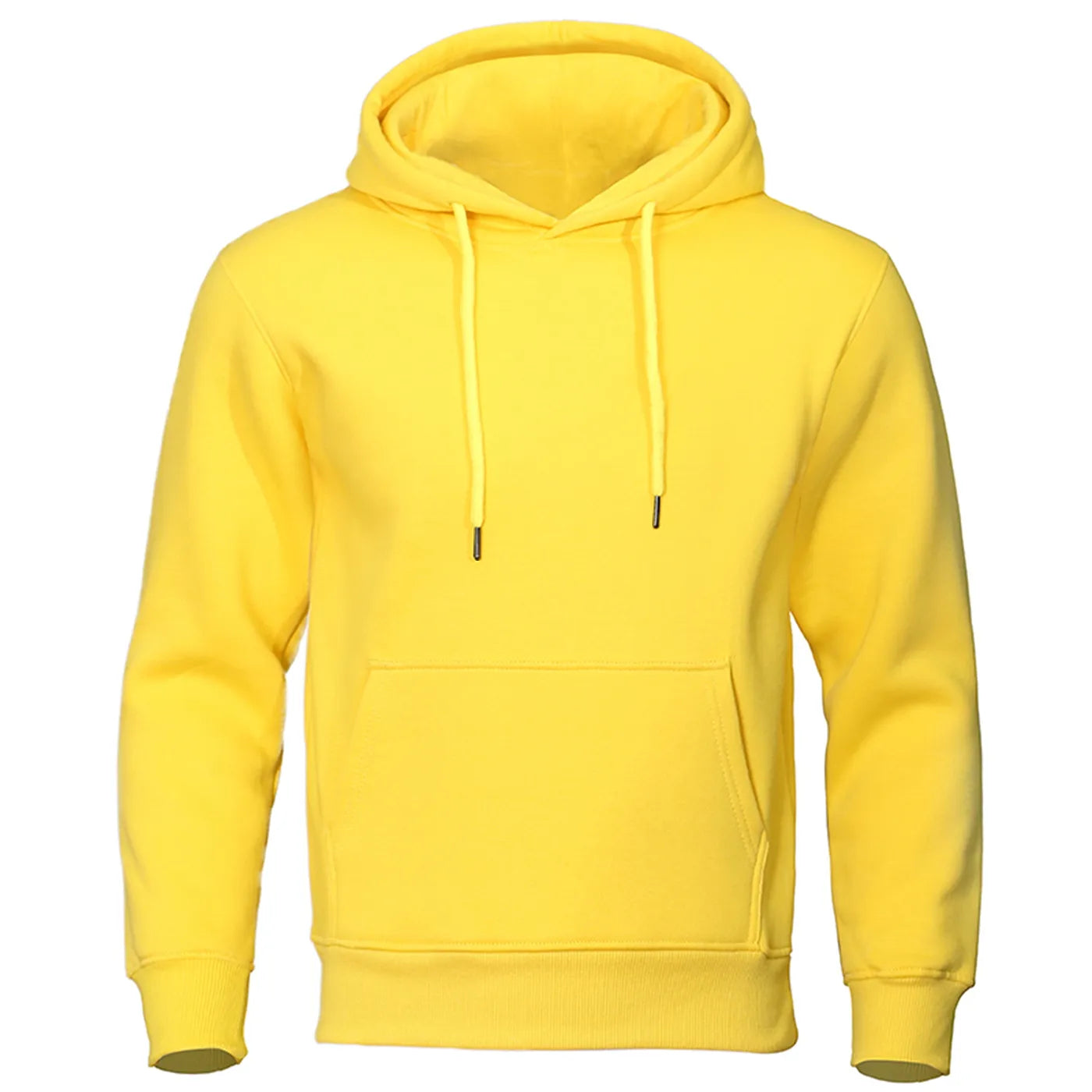 Men Warm Solid Color Hoodie Outfit Shirt Yellow