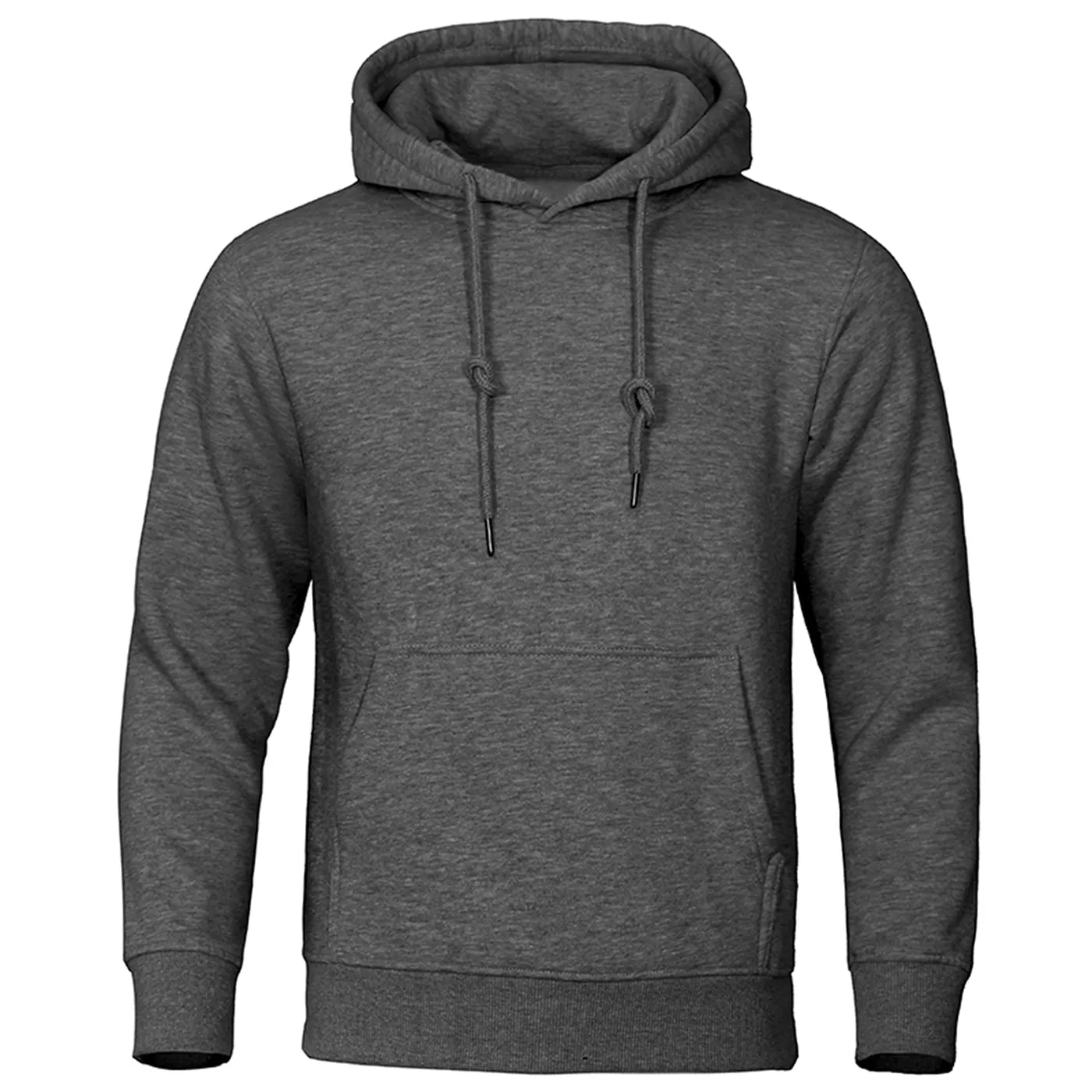 Men Warm Solid Color Hoodie Outfit Shirt Dark Gray