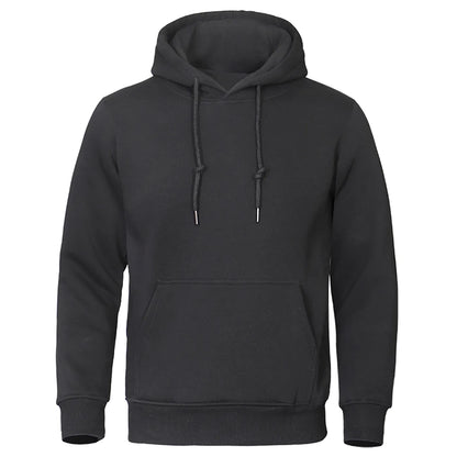 Men Warm Solid Color Hoodie Outfit Shirt Black