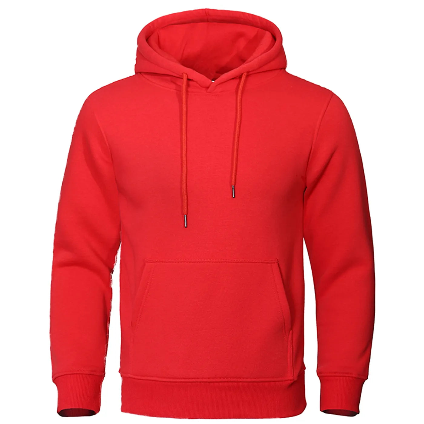 Men Warm Solid Color Hoodie Outfit Shirt Red