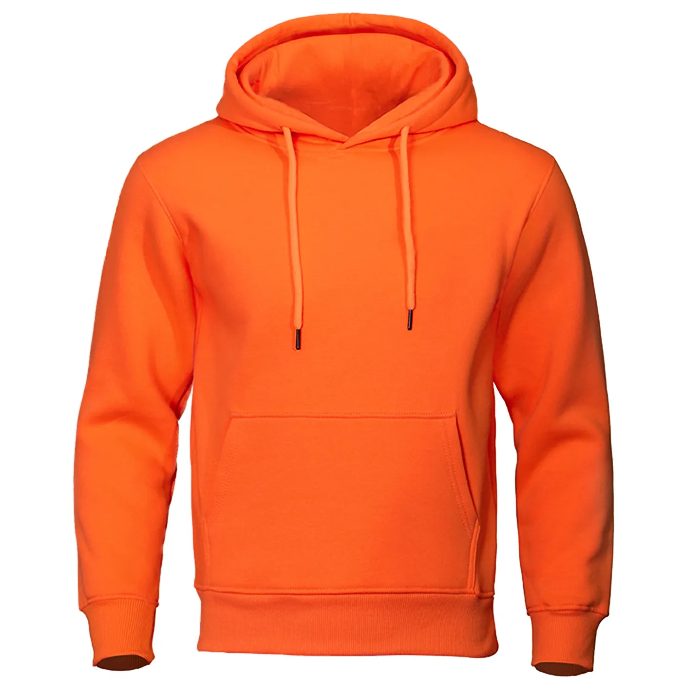 Men Warm Solid Color Hoodie Outfit Shirt Orange