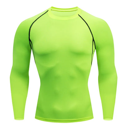 Men Workout Gym Long Sleeve T Shirt Green