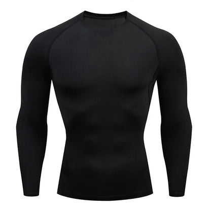 Men Workout Gym Long Sleeve T Shirt Black