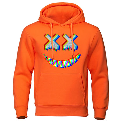 Men XX Smile Psychedelic Hoodie T Shirt Orange