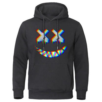 Men XX Smile Psychedelic Hoodie T Shirt Black