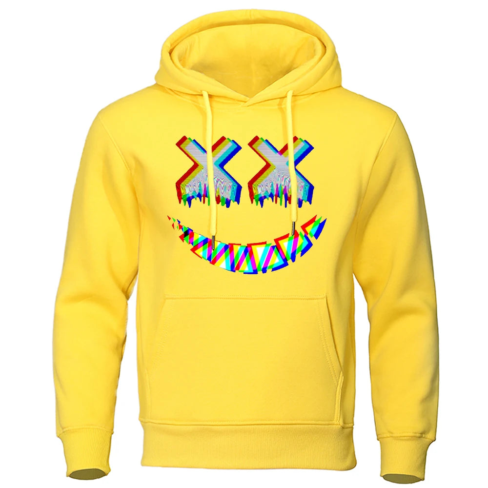 Men XX Smile Psychedelic Hoodie T Shirt Yellow