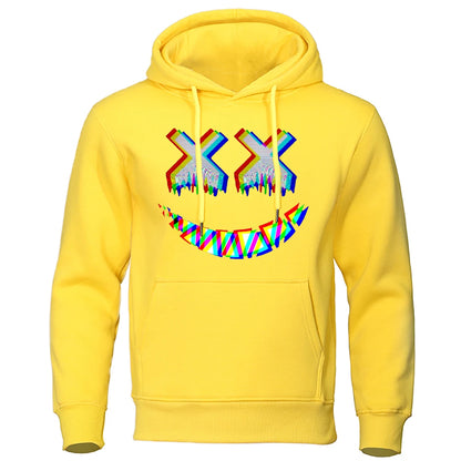 Men XX Smile Psychedelic Hoodie T Shirt Yellow