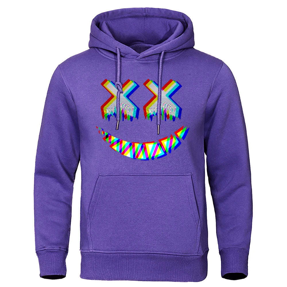 Men XX Smile Psychedelic Hoodie T Shirt Purple