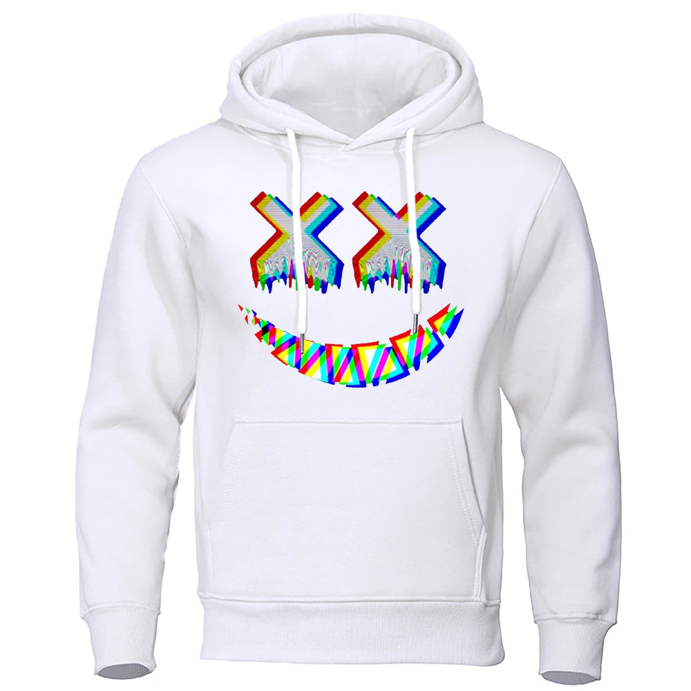 Men XX Smile Psychedelic Hoodie T Shirt White