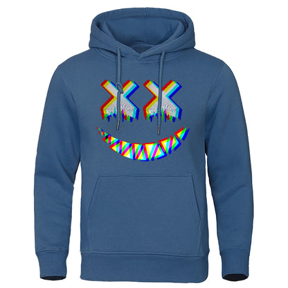 Men XX Smile Psychedelic Hoodie T Shirt Haze Blue