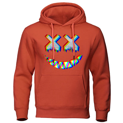 Men XX Smile Psychedelic Hoodie T Shirt Brick Red