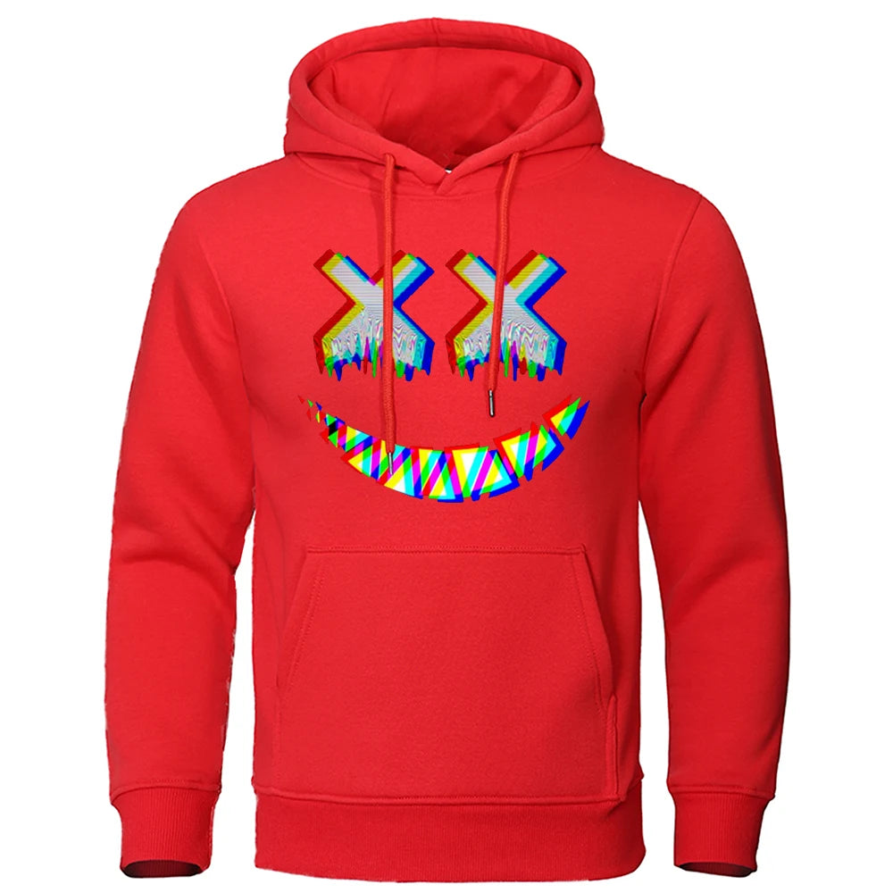 Men XX Smile Psychedelic Hoodie T Shirt Red