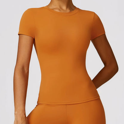 Women Basic Fitness Shirt Orange