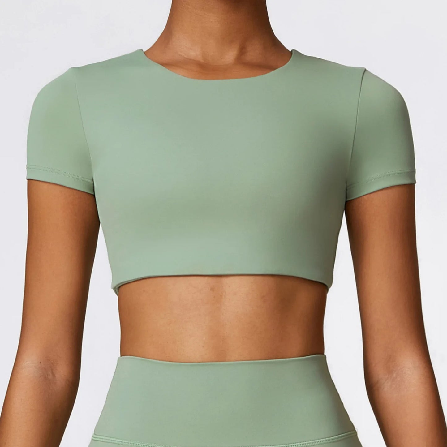 Women Basic Push Up Top Shirt Green