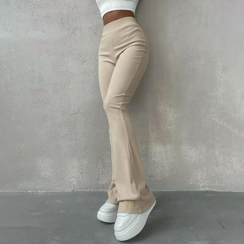 Women Elegant Padelphone Elastic Expanding Pants Khaki