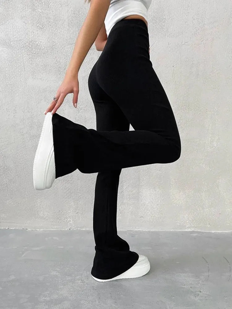 Women Elegant Padelphone Elastic Expanding Pants Black