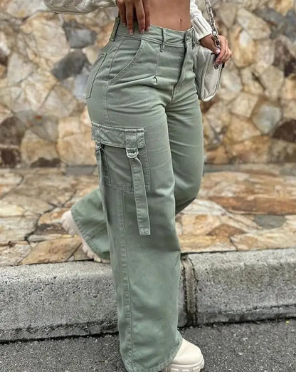 Women Oversize BMI Pants Green