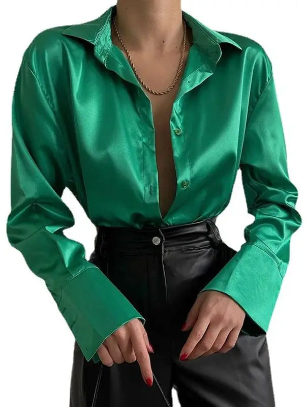 Women Polo Elegant Evening Shirt Green