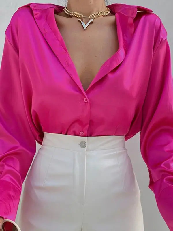 Women Polo Elegant Evening Shirt Pink